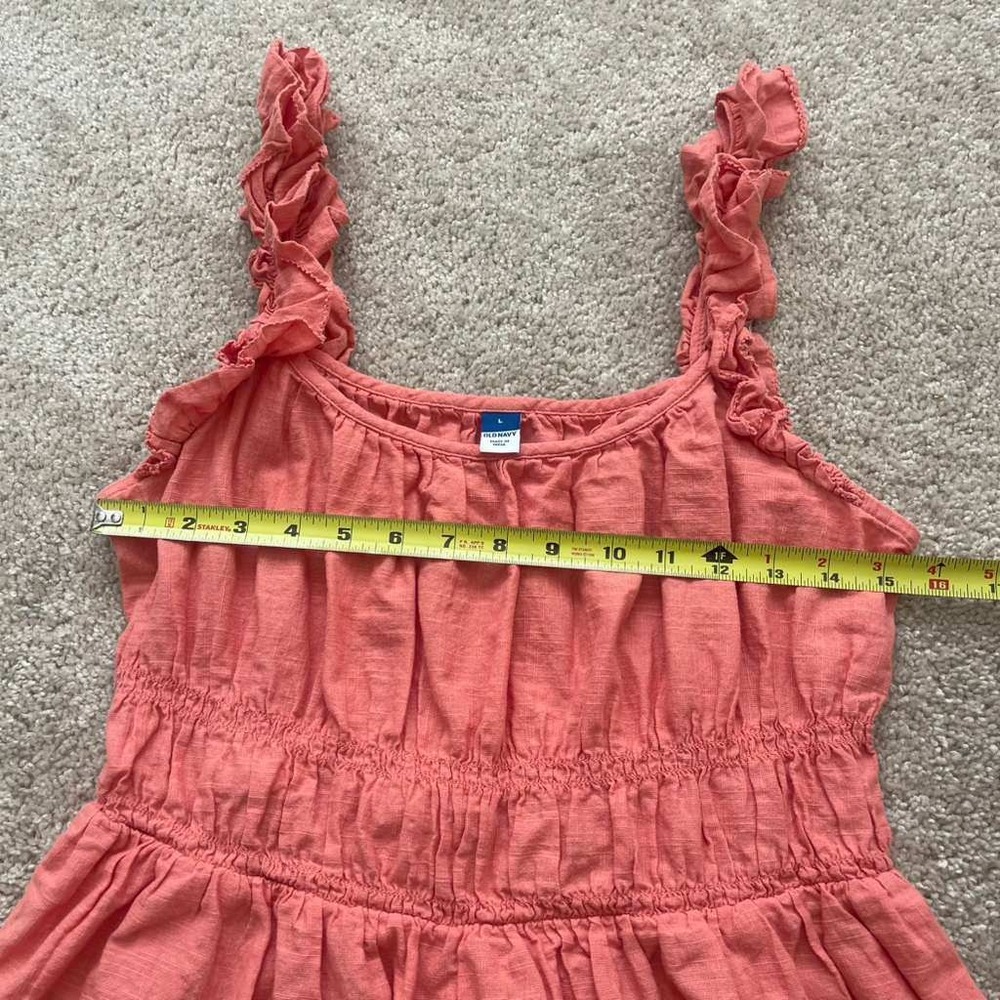 Old Navy Womens Coral Pink Eyelet Peplum Tank Top Ruffle Strap Smocked Large - Picture 4 of 6